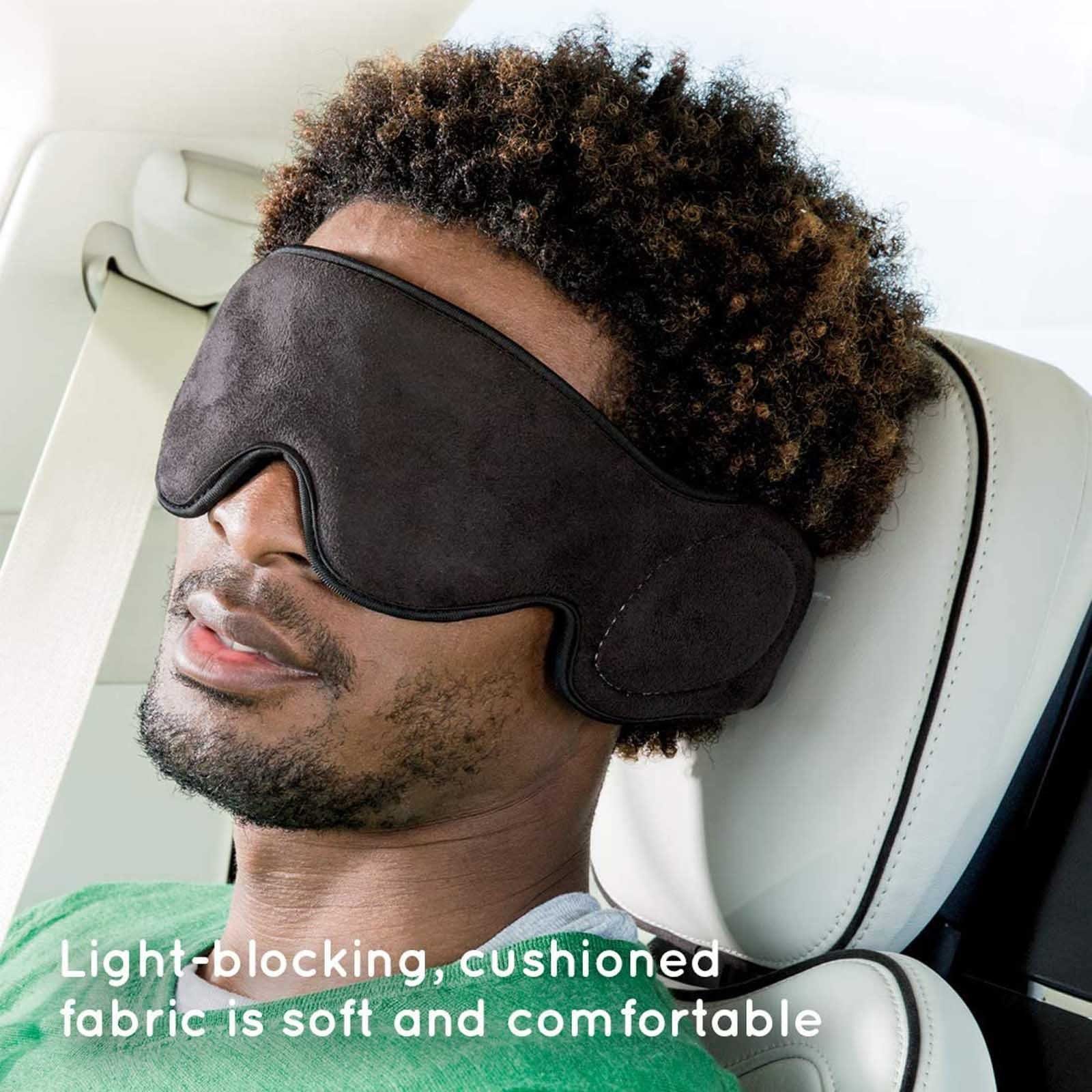 HOMEDICS Massagegerät Massage Reise Augenmaske mit Lautsprechern Vibrierende Schlafmaske, 1-tlg., mit eingebauten Kopfhörern, Aux-Anschluss, Weichgepolstert