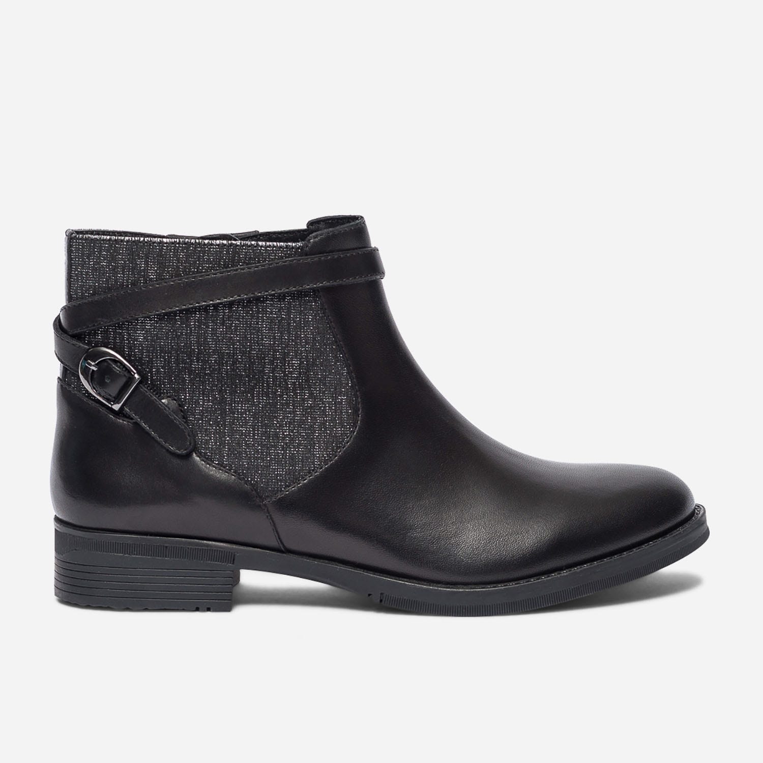 Boots jodhpur noir en cuir à élastique pailleté