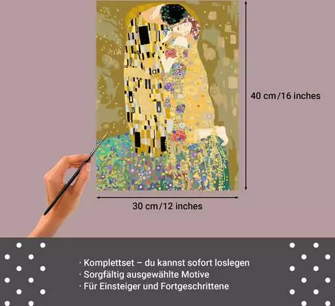 CreArt Leinwand ART Collection: Der Kuss (Klimt) - Malen nach Zahlen für Erwachsene