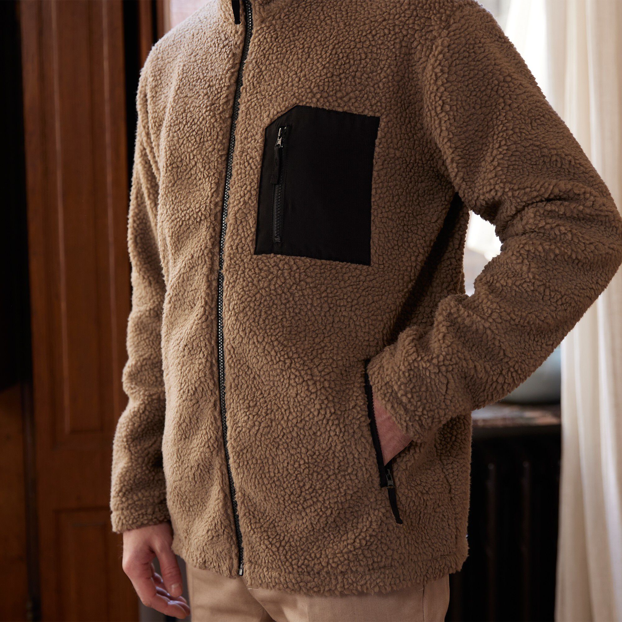 Veste chaude zippée maille peluche