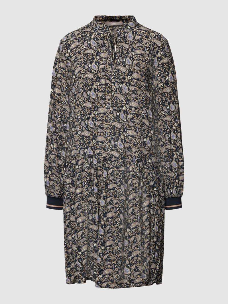 Knielanges Kleid mit Paisley-Muster in schwarz
