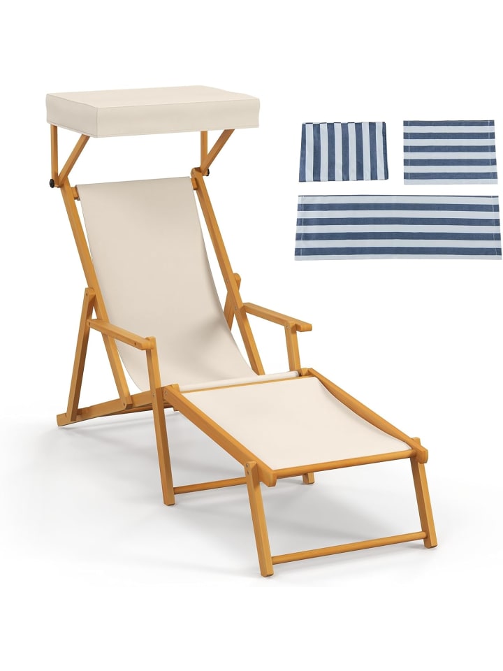COSTWAY Gartenliege mit Dach & Ersatzteilen in Beige günstig kaufen onesize