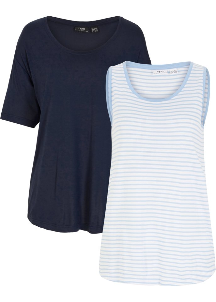Figurumspielendes T-Shirt und gestreiftes Top aus Viskose (2-tlg.Set)