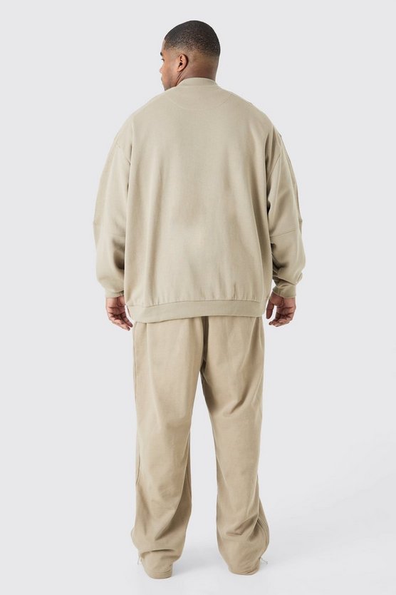 Plus strukturierte kastige Oversize Bomberjacke mit Tasche