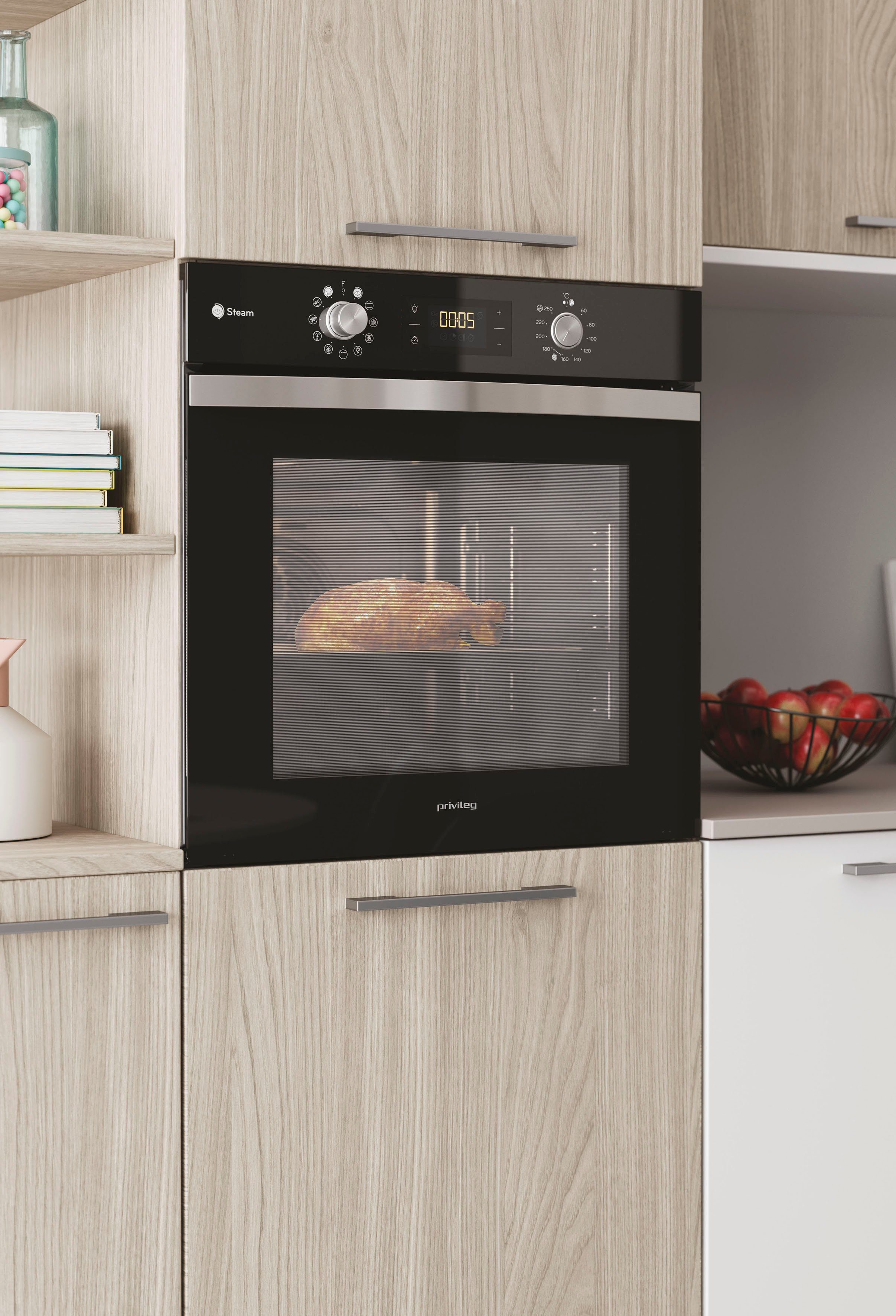 Privileg Einbaubackofen PBWK3 JH8S BLG, mit Backauszug, Hydrolyse, Dampffunktion