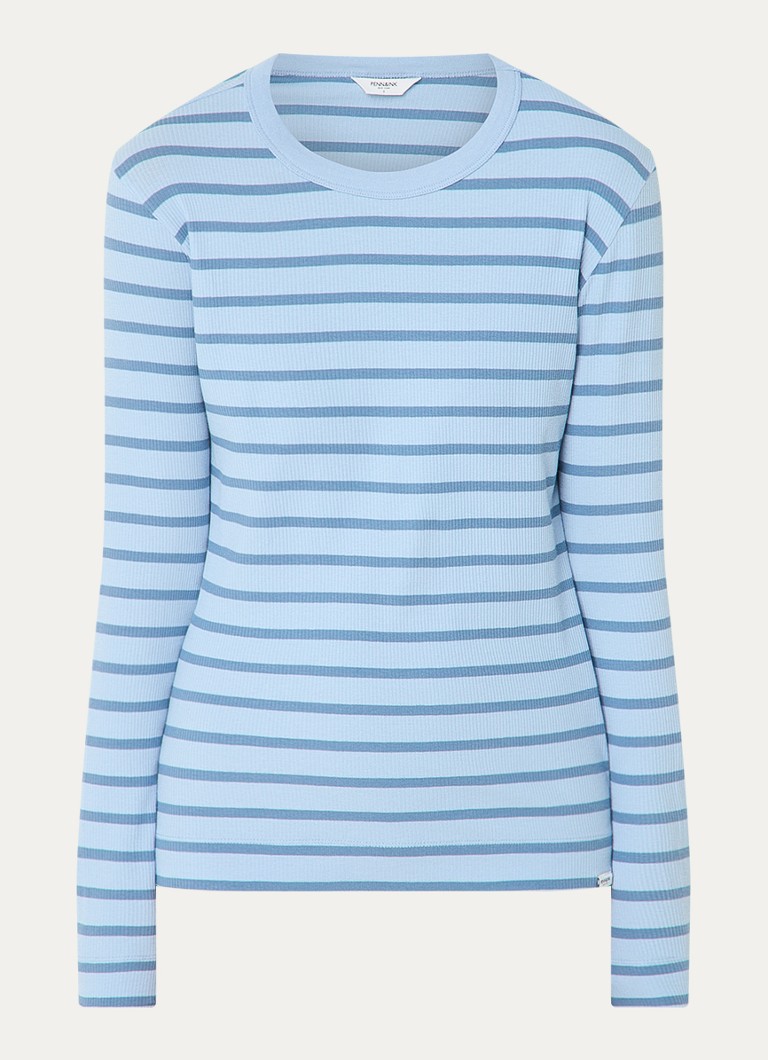 Penn & Ink  Ribgebreide longsleeve met streepprint