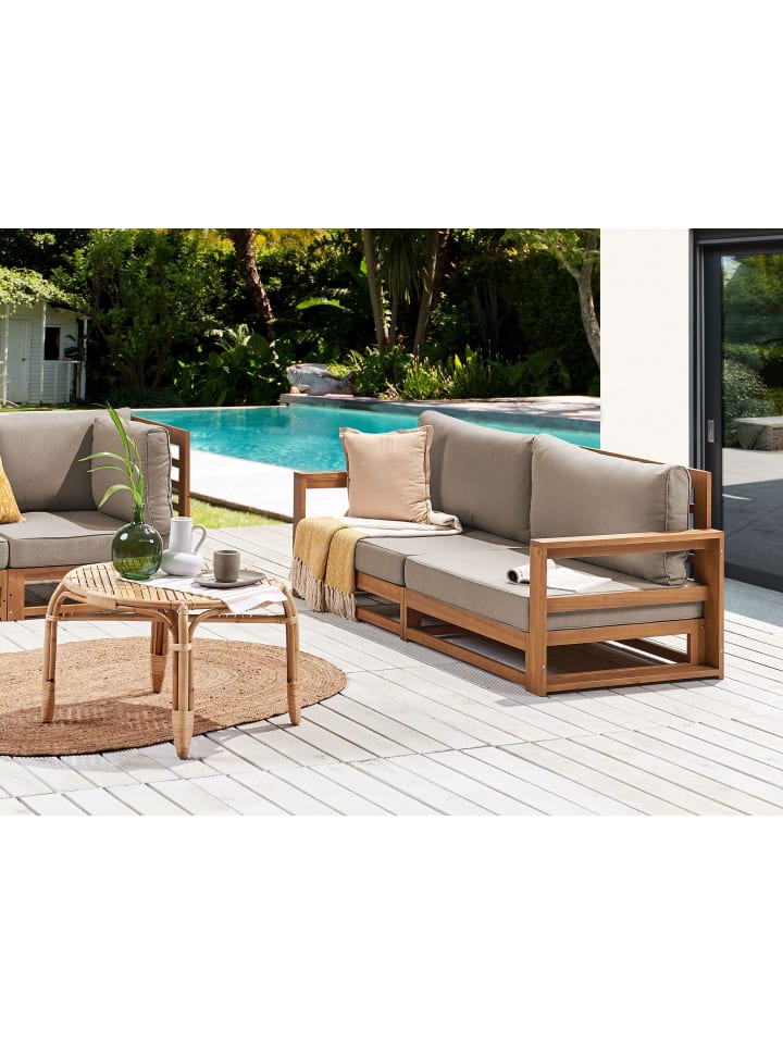 Beliani Gartensofa TIMOR in Heller Holzfarbton/Grau/Beige - (W) 184 x (H) 72 x (L) 75 cm günstig kaufen onesize