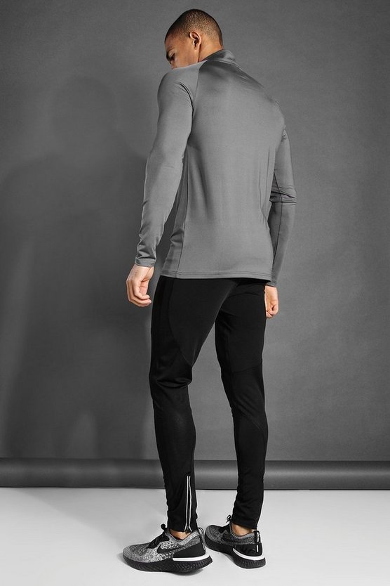 Man Active Raglan Muscle-Fit Trainingsoberteil mit 1/4 Trichtigerkragen