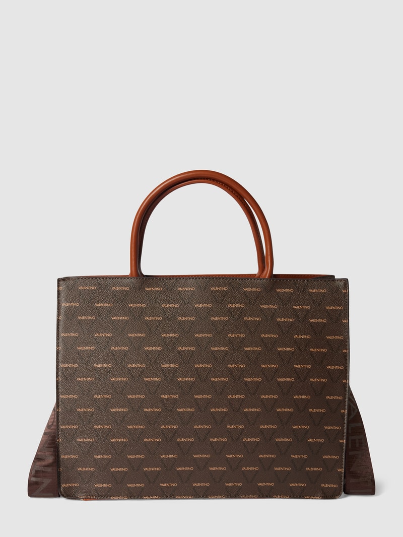 Tote Bag mit Allover-Logo-Muster Modell 'RAVIOLI' in dunkelbraun