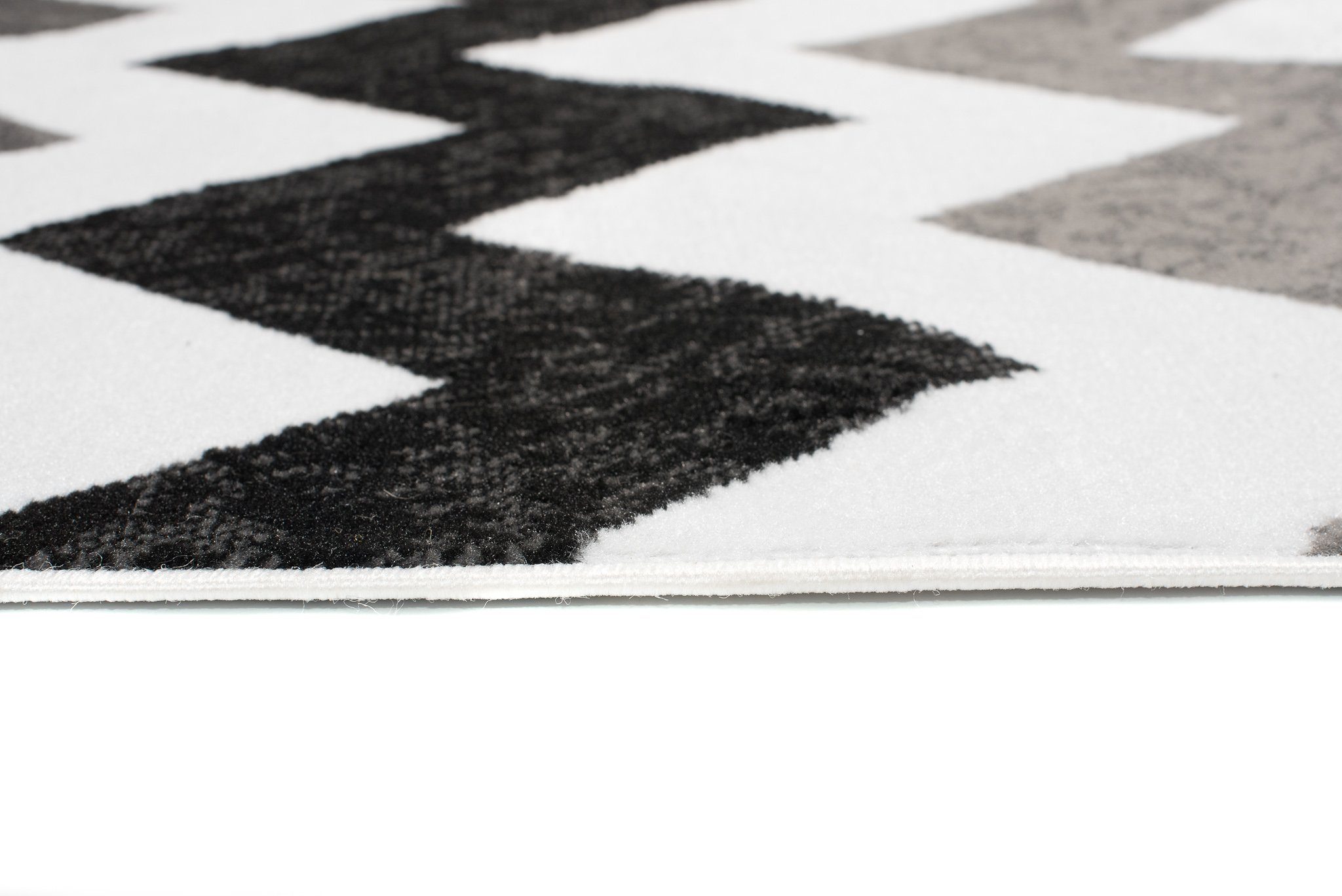 Läufer Läufer Flurläufer Modern für Vorzimmer 80 cm Breit Schwarz - Weiß, Mazovia, 80 x 100 cm, Kurzflor, Meterware, Höhe 8 mm, Kurzflor - niedrige Florhöhe