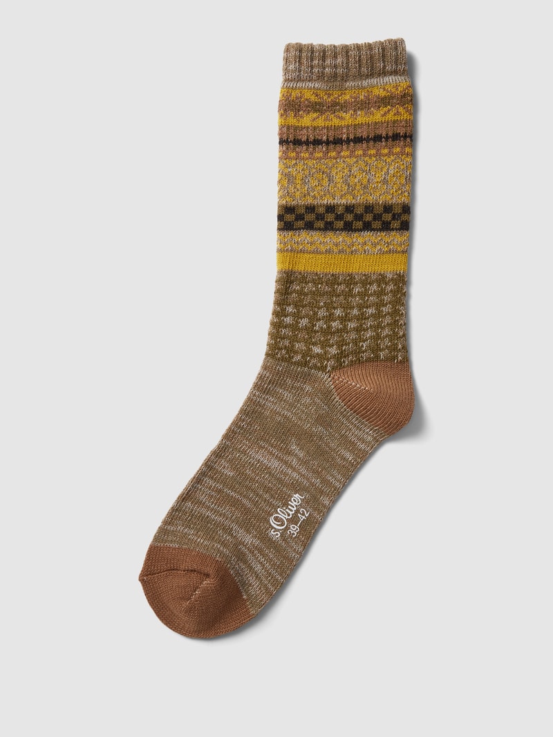 Socken mit Allover-Muster Modell 'Hygge' im 2er-Pack in beige