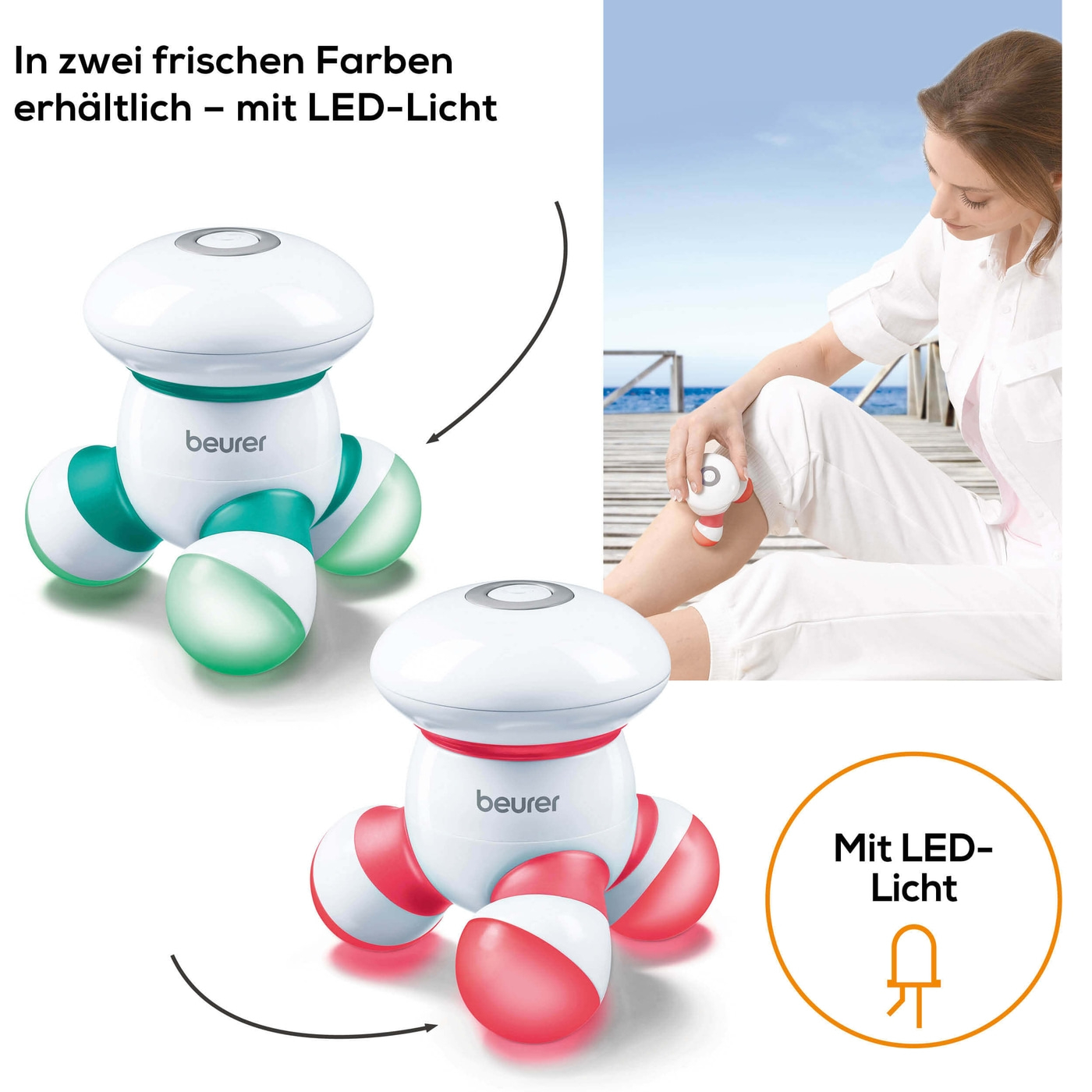 Beurer Mini-Massagegerät MG 16 Green-Sanfte Vibrationsmassage - zu Hause, im Büro oder unterwegs