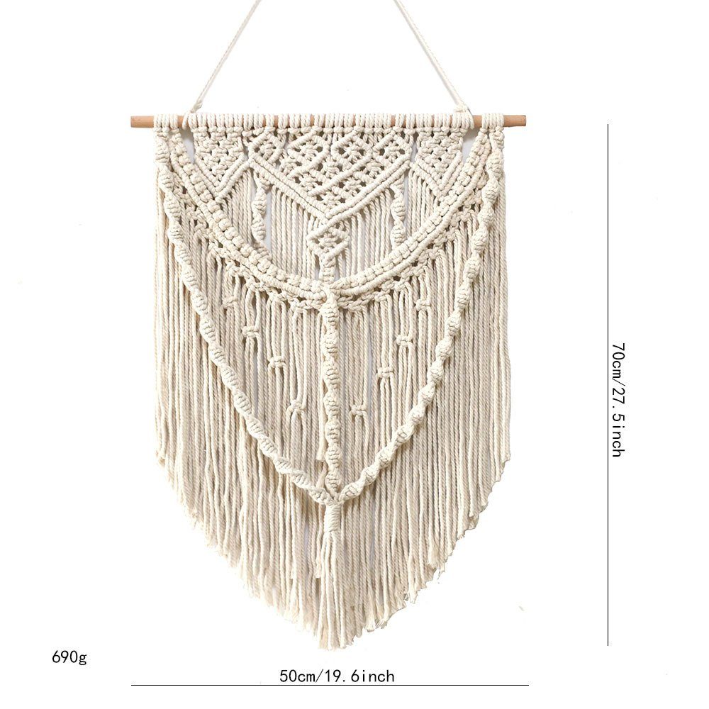 Wandteppich Makramee Wandbehang, Blusmart, Höhe: 700 mm, handgefertigt, Boho Wanddeko 50*70cm