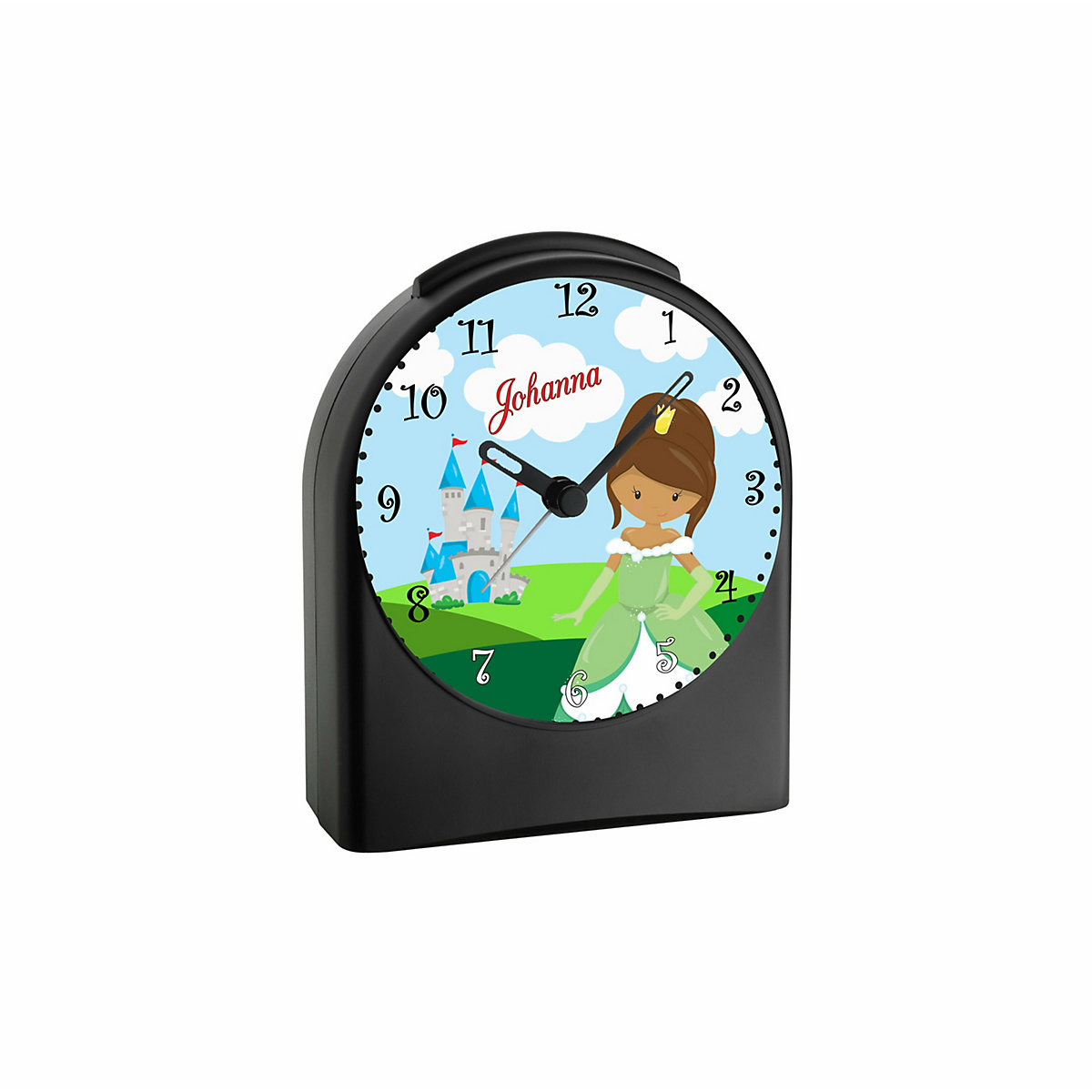 Kinder Funkwecker personalisiert mit Namen Prinzessin Atom-/Funkuhr, 12-Stunden-Anzeigeformat, Schlummerfunktion, Nachtlicht, Geräuschlos/Ohne Ticken