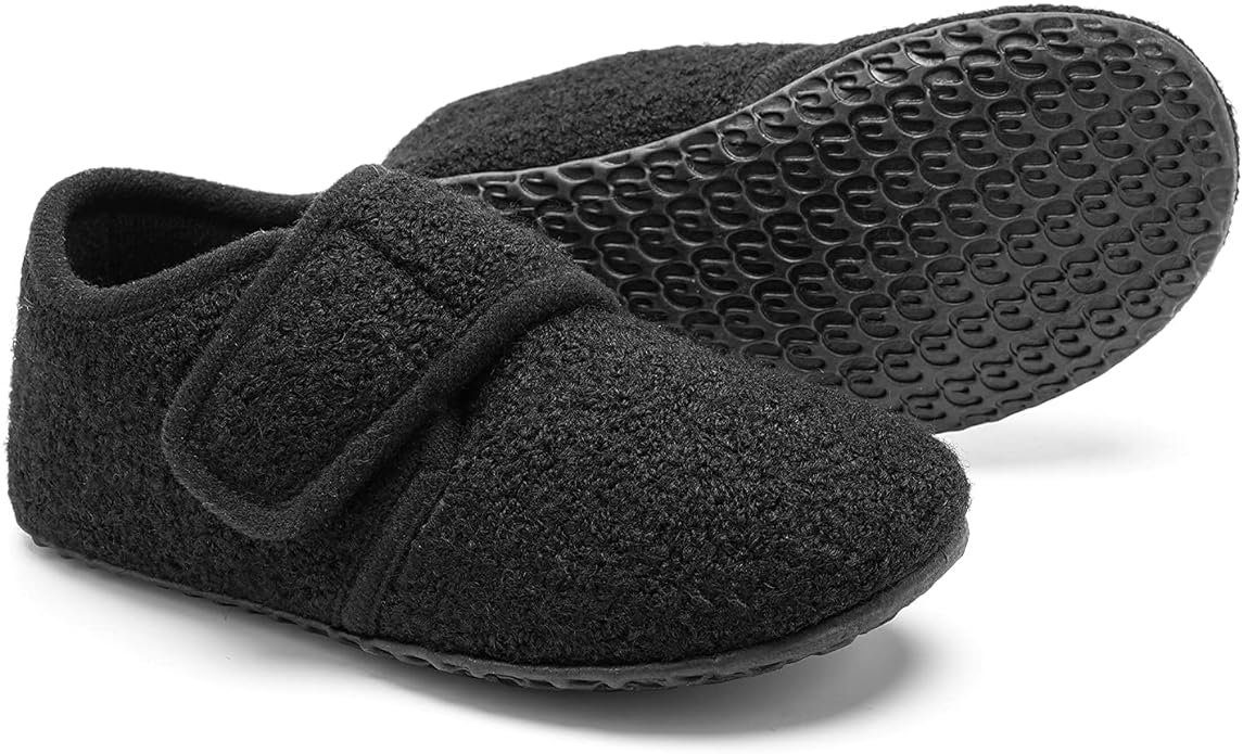 IceUnicorn Kinder-Hausschuhe - Wärmende, rutschfeste Slipper, Klettverschluss Hausschuh (1Paar Kinderhauschuhe, herausnehmbare waschbare Innensohle, rutschhemmender Sohle) Rutschfeste Gummisohle für sicheren Halt