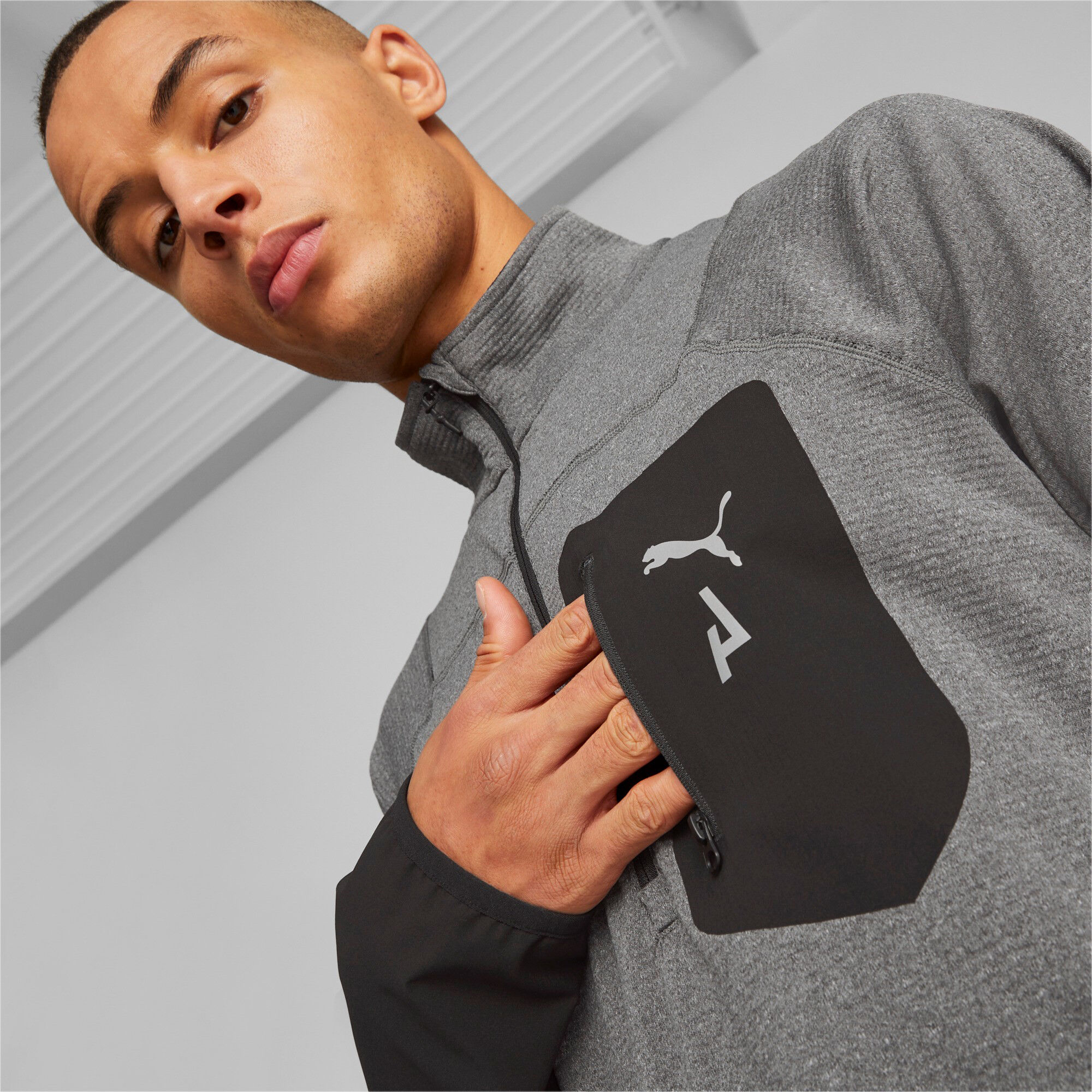 Seasons Raincell Half-Zip Lauftop Herren - Grau, Schwarz