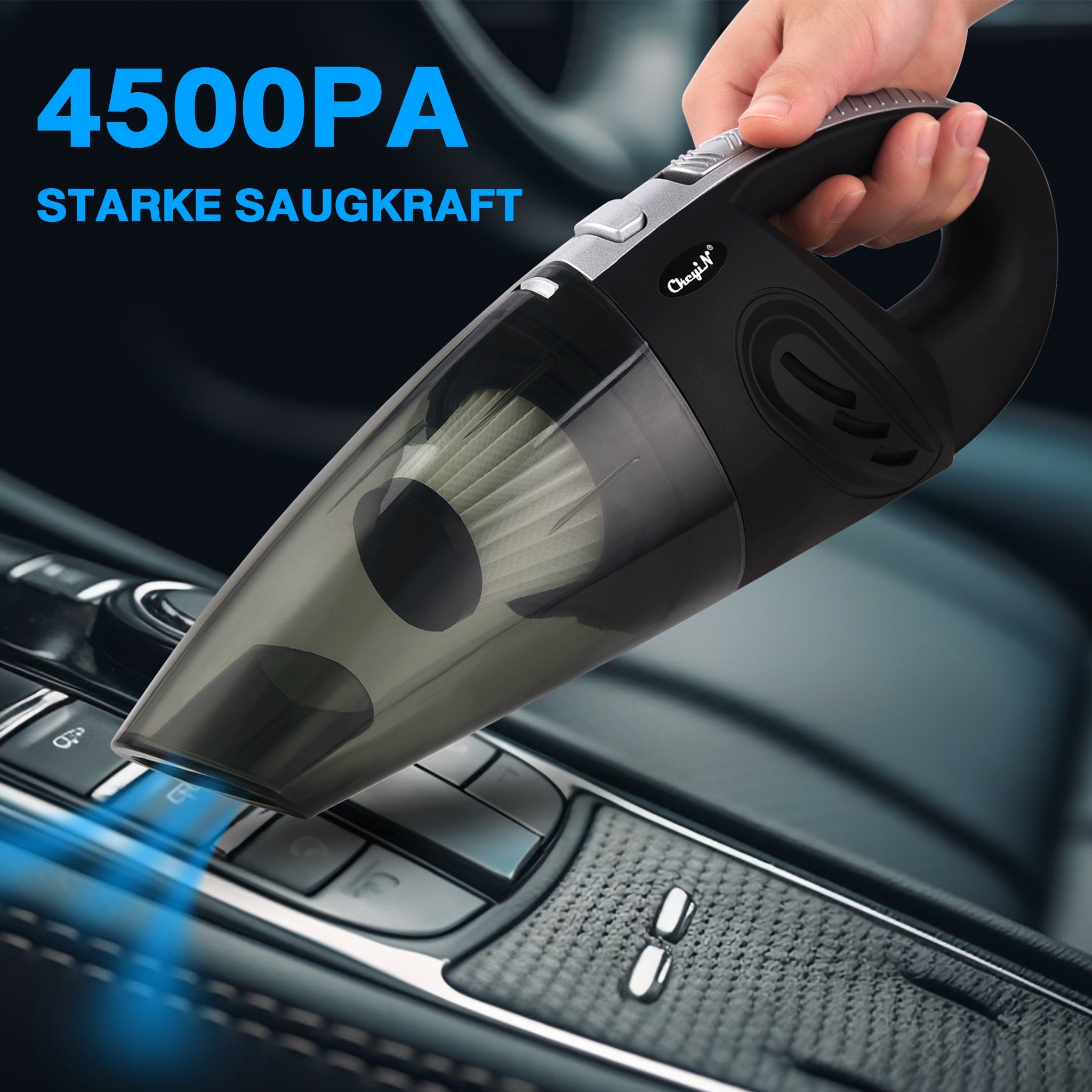 CkeyiN Akku-Handstaubsauger für Haus/Auto Kabellos Nass-Trocken-Nutzung Staubsauger, 120,00 W, mit Beutel, 20 Min. Laufzeit