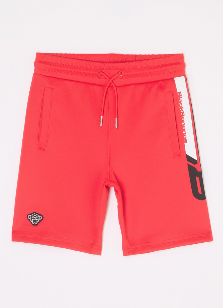 Pantaloni scurți sport negri Drifting Straight-Fit cu logo de la Bananas