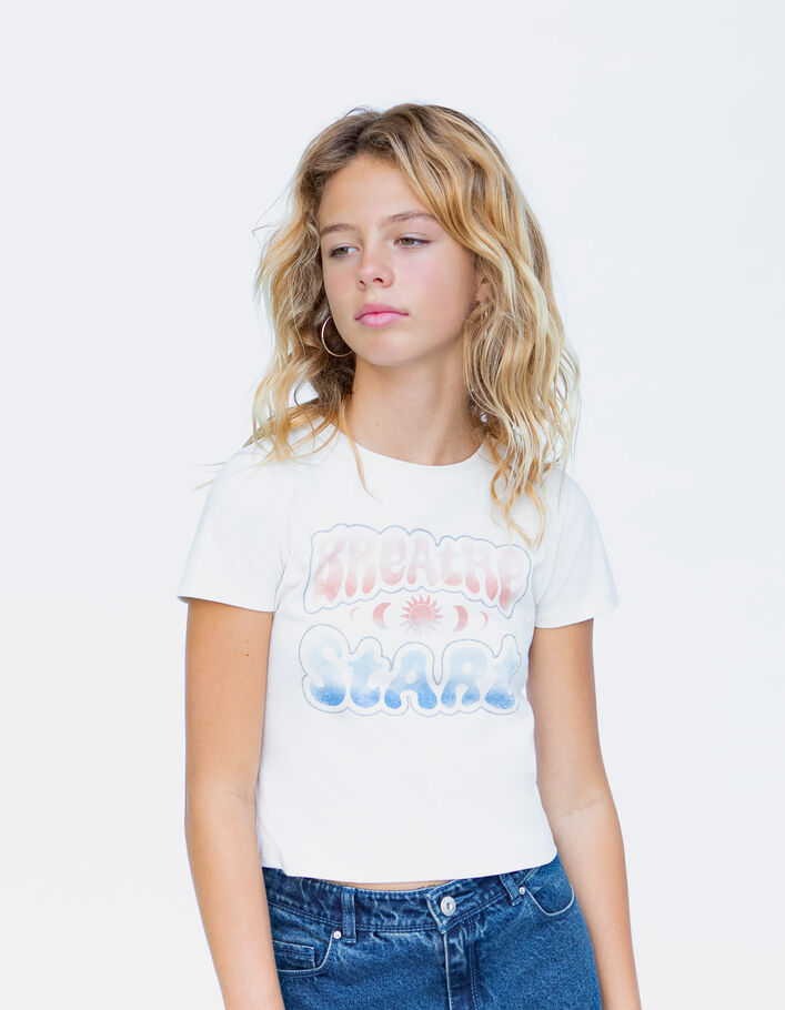 T-shirt écru à message style vintage fille