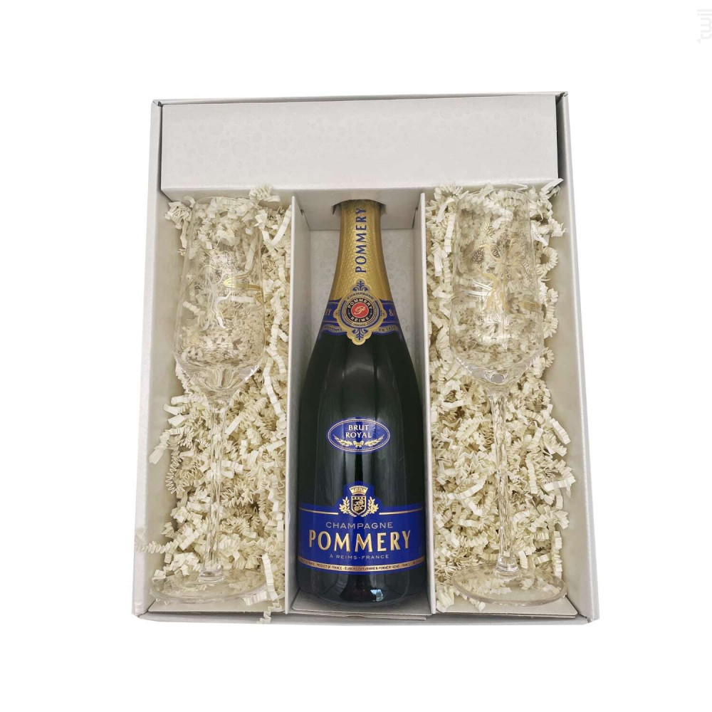 Coffret Cadeau - 1 Brut - 2 Flutes Anton Studio Design Champagne Pommery