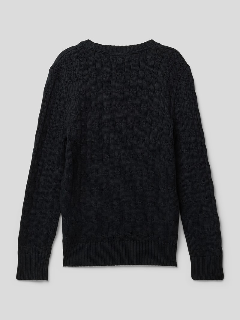 Strickpullover mit Zopfmuster in schwarz