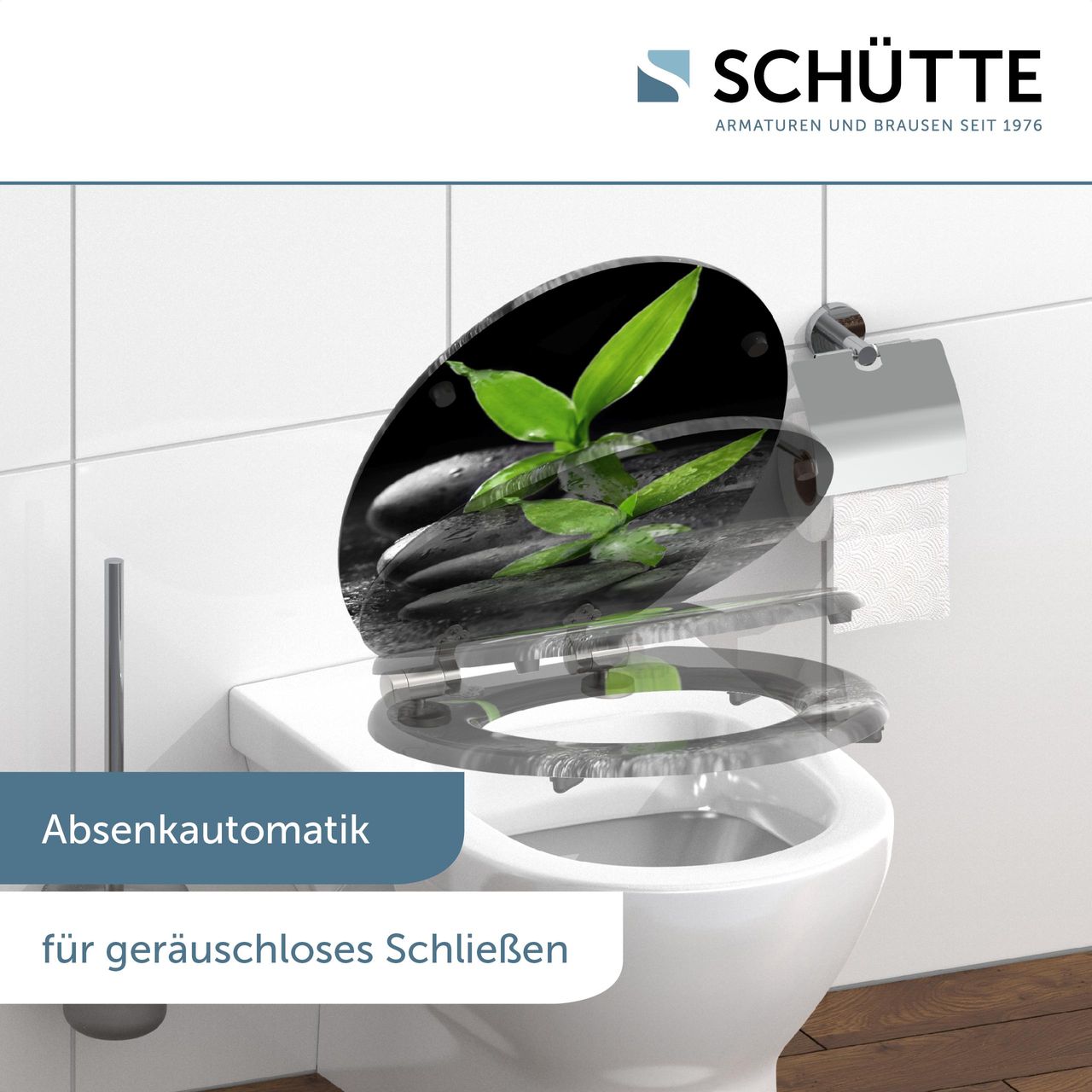 Schütte MDF WC Sitz DARK STONES AND BAMBOO Toilettendeckel mit Absenkautomatik