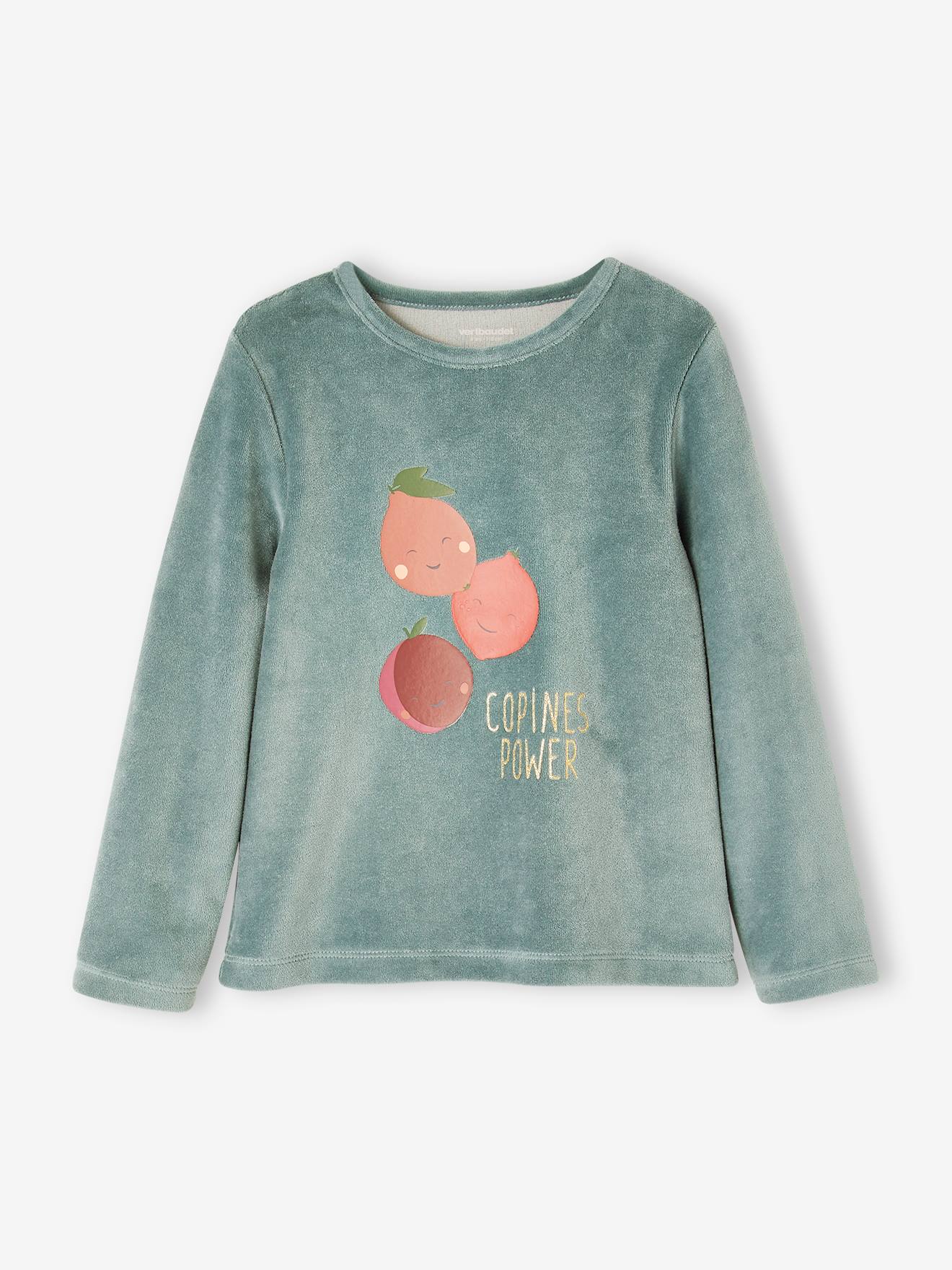 Pyjama fruits en velours fille pêche