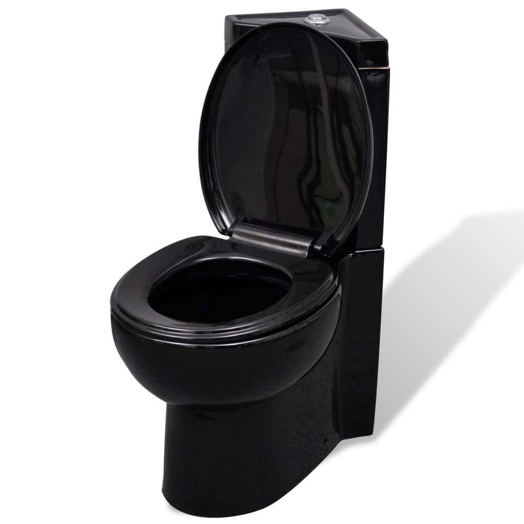 vidaXL Tiefspül-WC Toilette für Ecke Keramik Schwarz