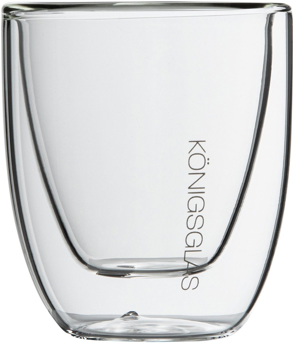Königsglas Espressoglas Espresso Glas Set 80 ml doppelwandige Espressotassen, Thermogläser, handgefertigte Kaffee Gläser 2/4er Set Cappuccino Latte Macchiato