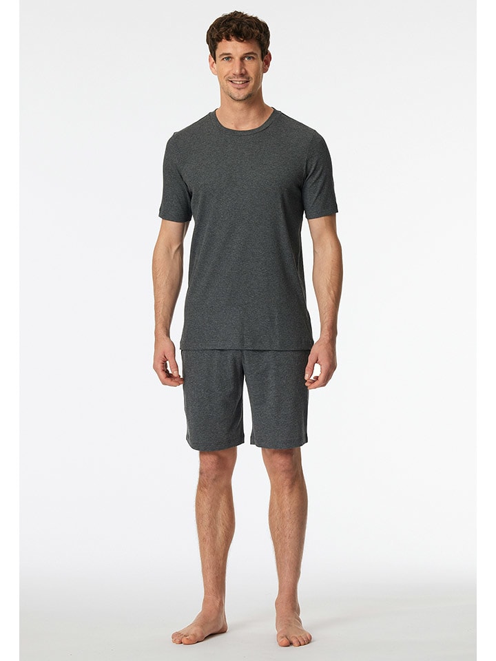 Schiesser Pyjama in Anthrazit günstig kaufen