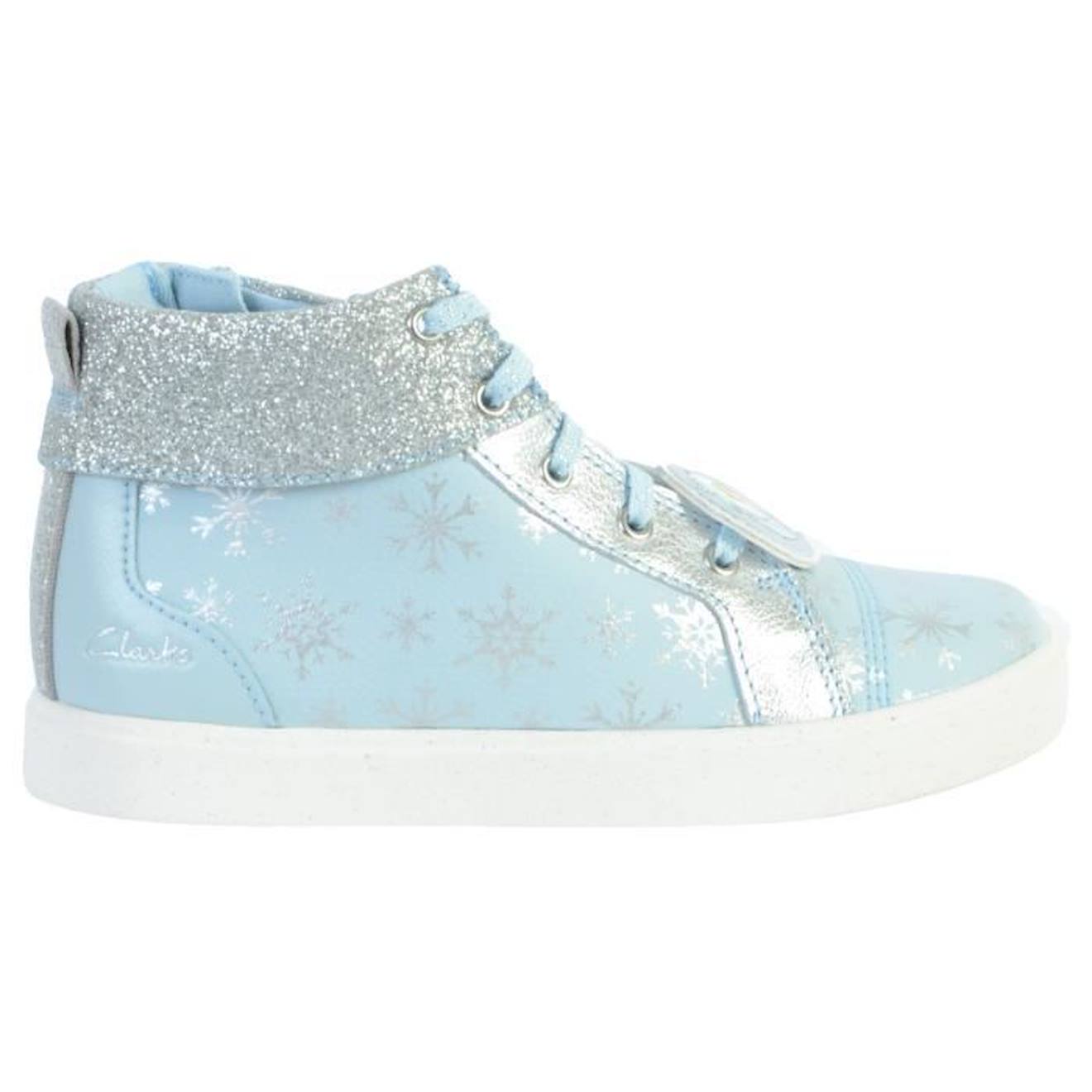 Basket Montante Cuir Clarks Junior City Ice bleu
