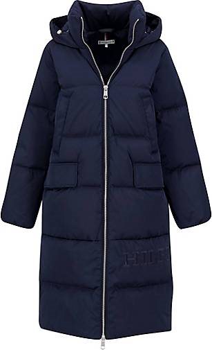 TOMMY HILFIGER Damen Daunenmantel mit Kapuze SATEEN HOODED DOWN MAXI
