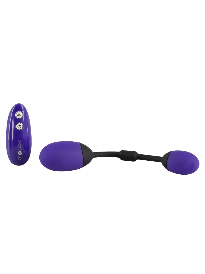 GoGasm vibrierende Liebeskugel Pussy & Ass Balls in lila günstig kaufen 21 cm