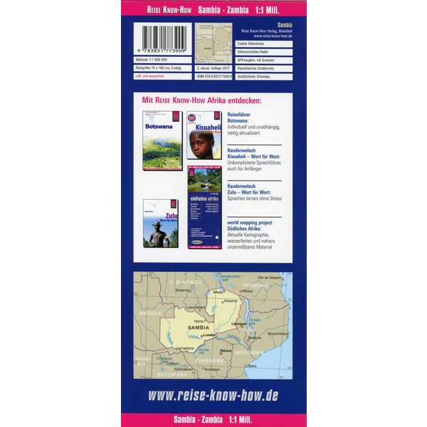 Reise Know-How Landkarte Sambia  1:1.000.000 - Straßenkarte