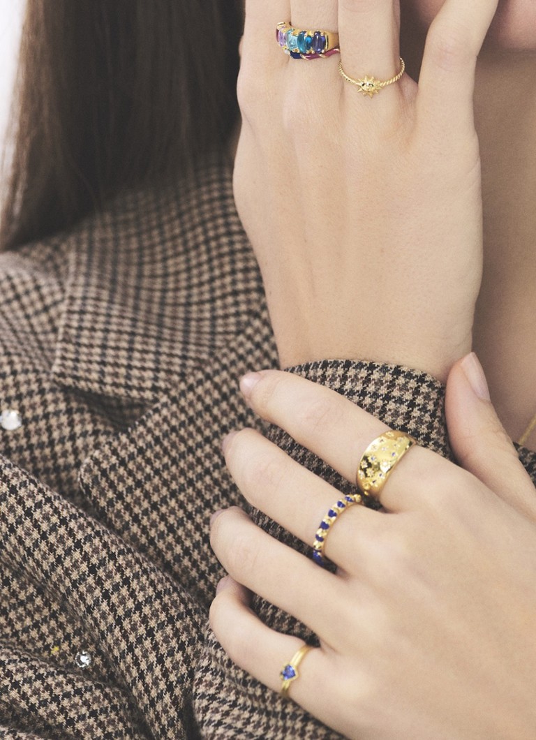 Anna + Nina Mėnulio fazių žiedas, padengtas auksu