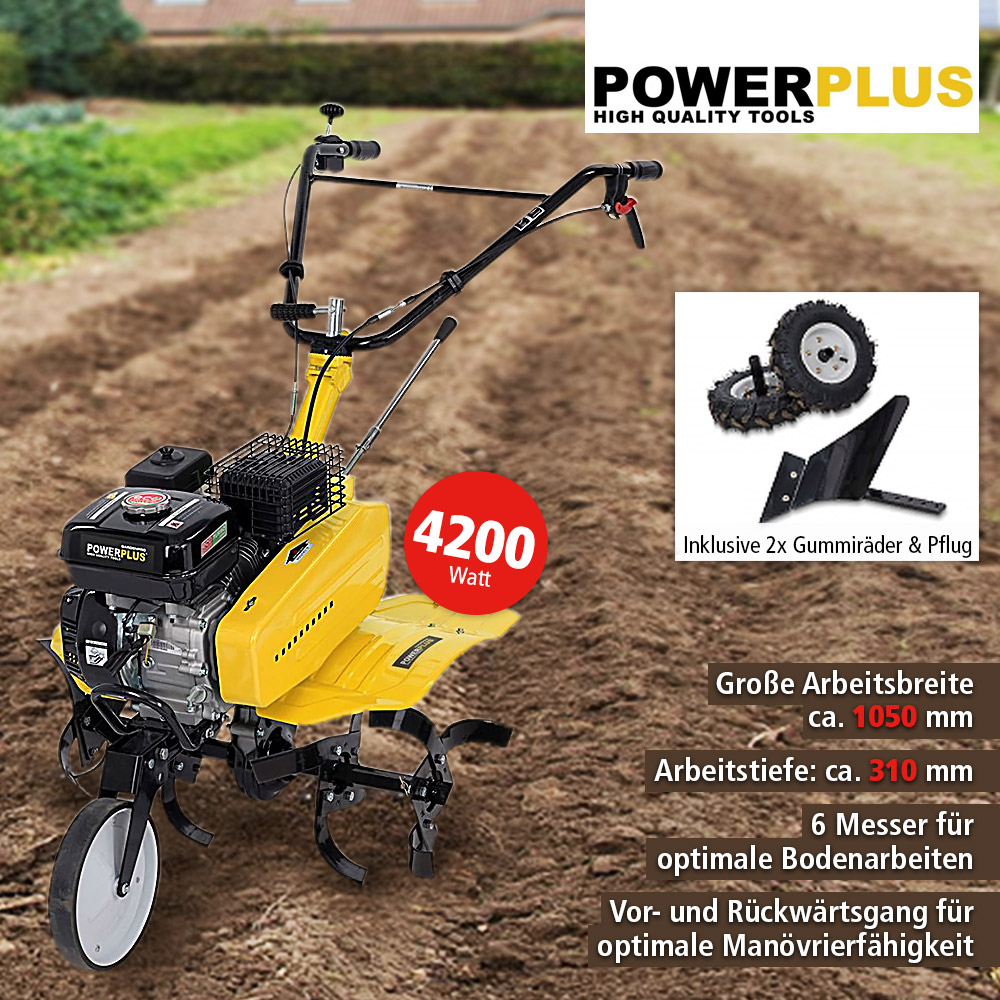 Powerplus 2in1 Bodenhacke Motorhacke Bodenfräse 7217, 4200 W