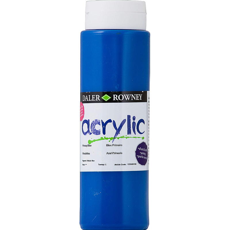 Dealer & Rowney Akrylmaling 500 ml, primær blå