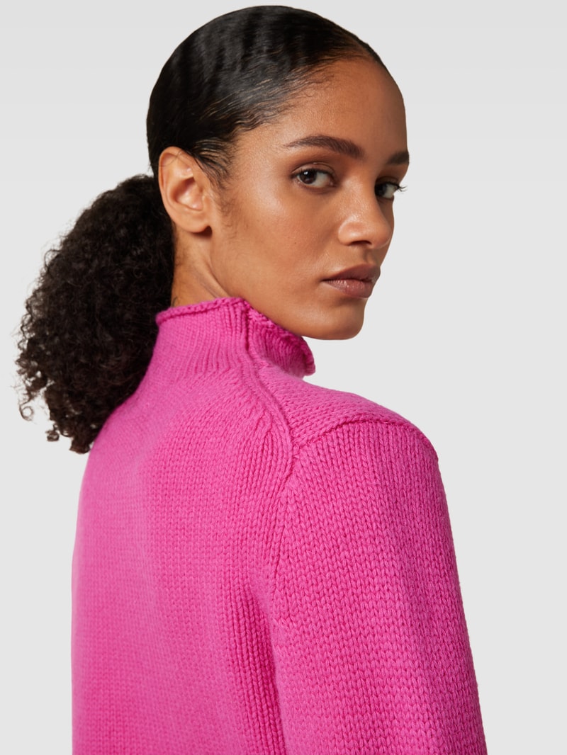 Strickpullover mit Stehkragen Modell 'Basic' in rosa