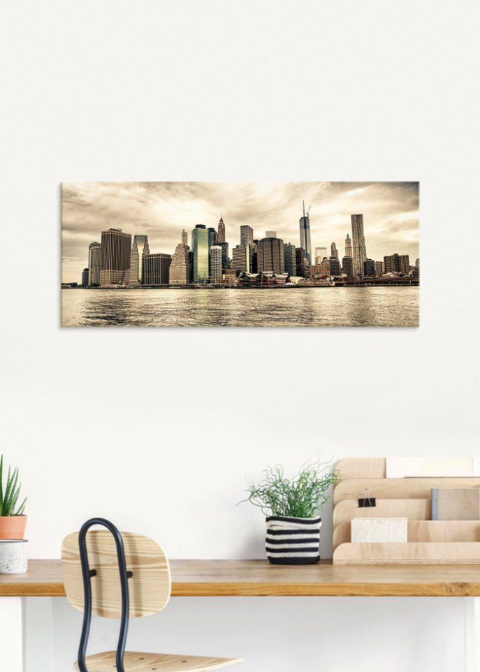 Glasbild mit Manhattan Skyline