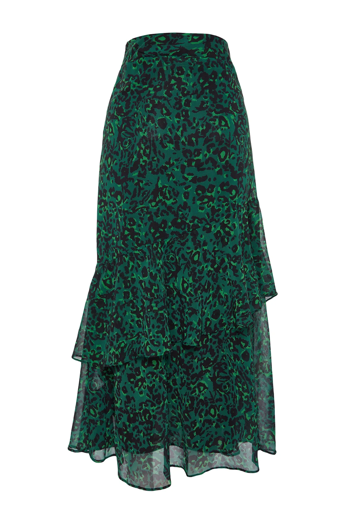 Trendyol Modest  Grüner, gefütterter Webrock mit Tiermuster TCTAW24EE00020