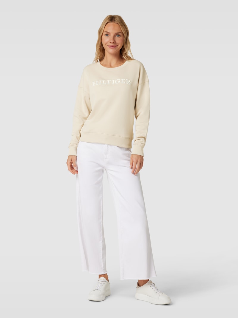Sweatshirt aus Baumwolle mit Label-Detail in beige