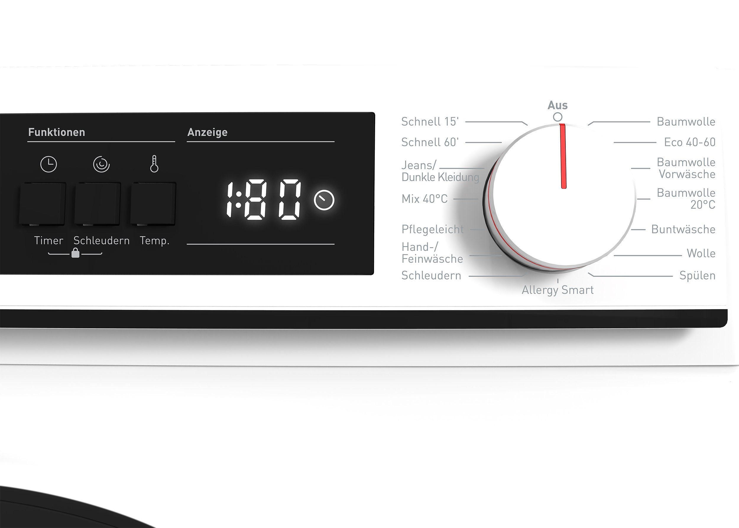 Sharp Waschmaschine ES-W714IAW1-DE, 7 kg, 1400 U/min, Inverter Motor, AquaStop, Überlaufschutz, LED-Diplay, 15 Programme