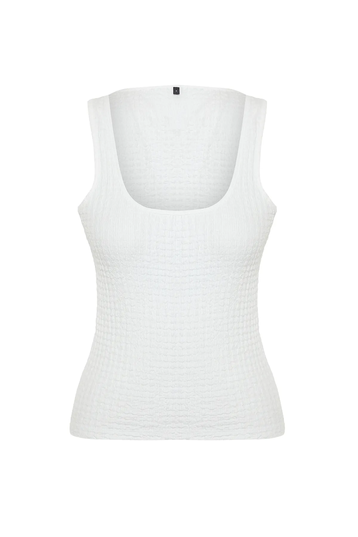 Trendyol Collection  Weißes Neckholder-Tanktop aus strukturiertem, flexiblem Strick TWOSS24AL00017