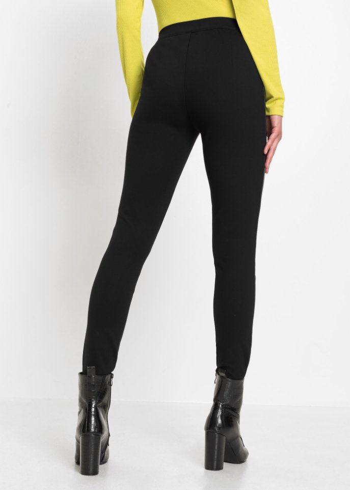 Lederimitat-Leggings mit Materialmix