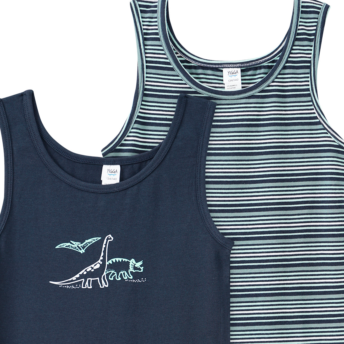 2 Jungen Unterhemden mit Dino-Print