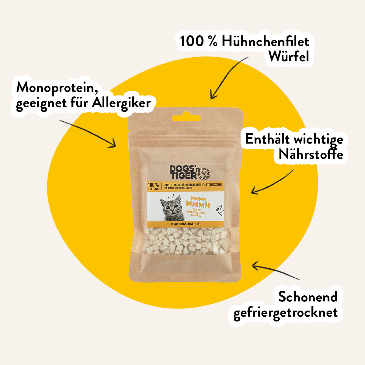 Dogs'n Tiger Mmmh Mmmh gefriergetrocknet Filet Huhn 30g