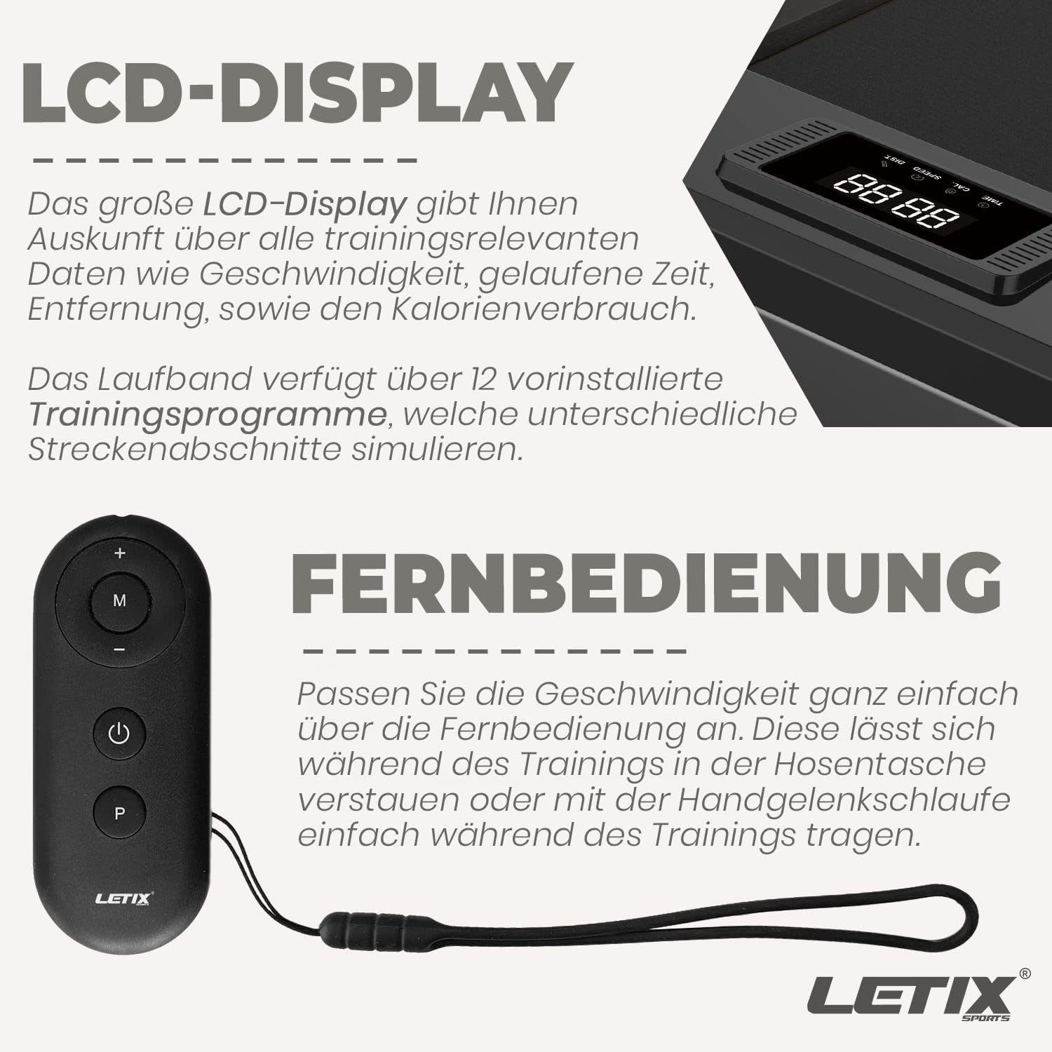 Letix Sports Laufband (Elektrisches Laufband DeskWalk für zu Hause oder Büro), Motorisiertes Fitnessgerät, Schreibtisch Heimtrainer (Anthrazit)