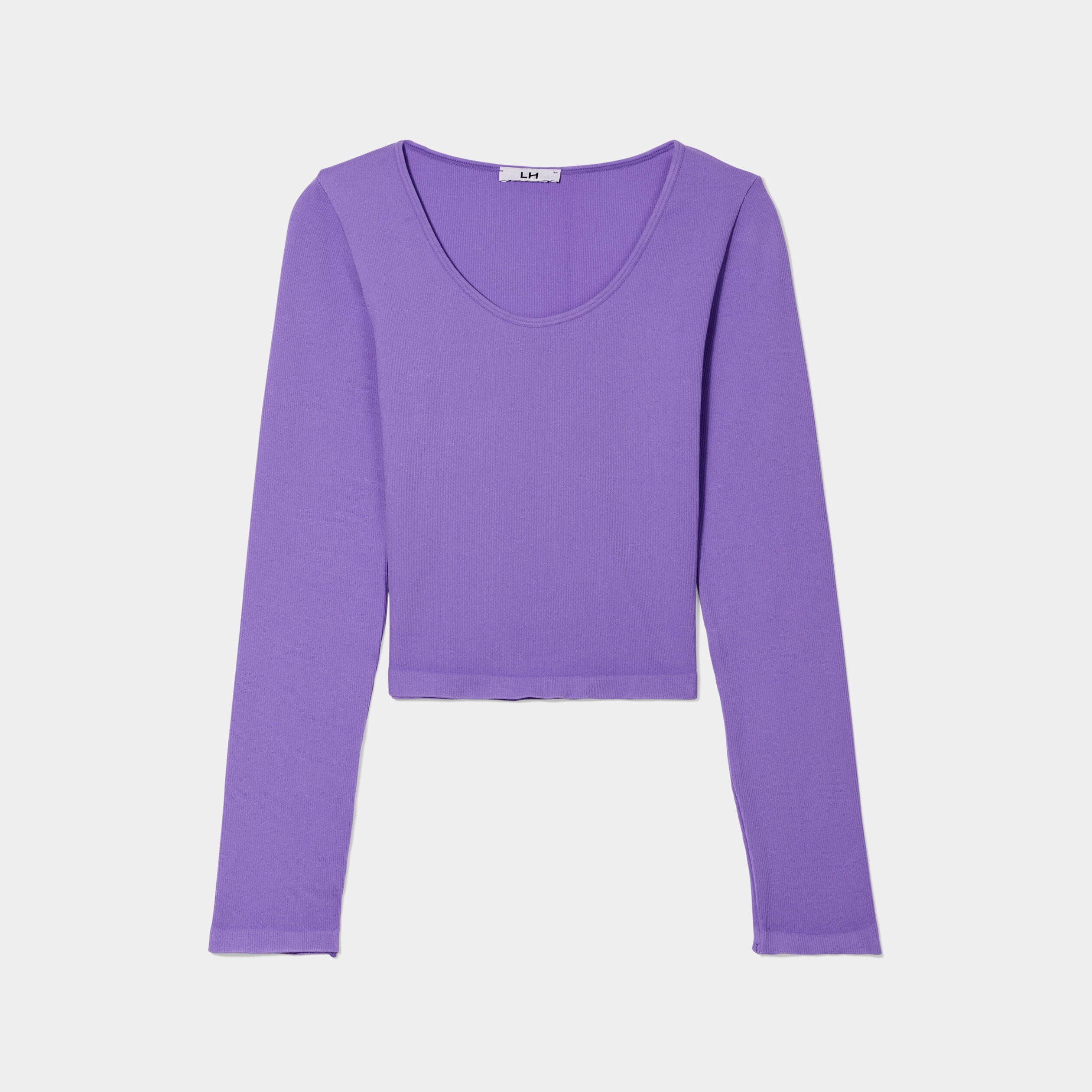 T-shirt côtelé sans couture parme femme | La Halle