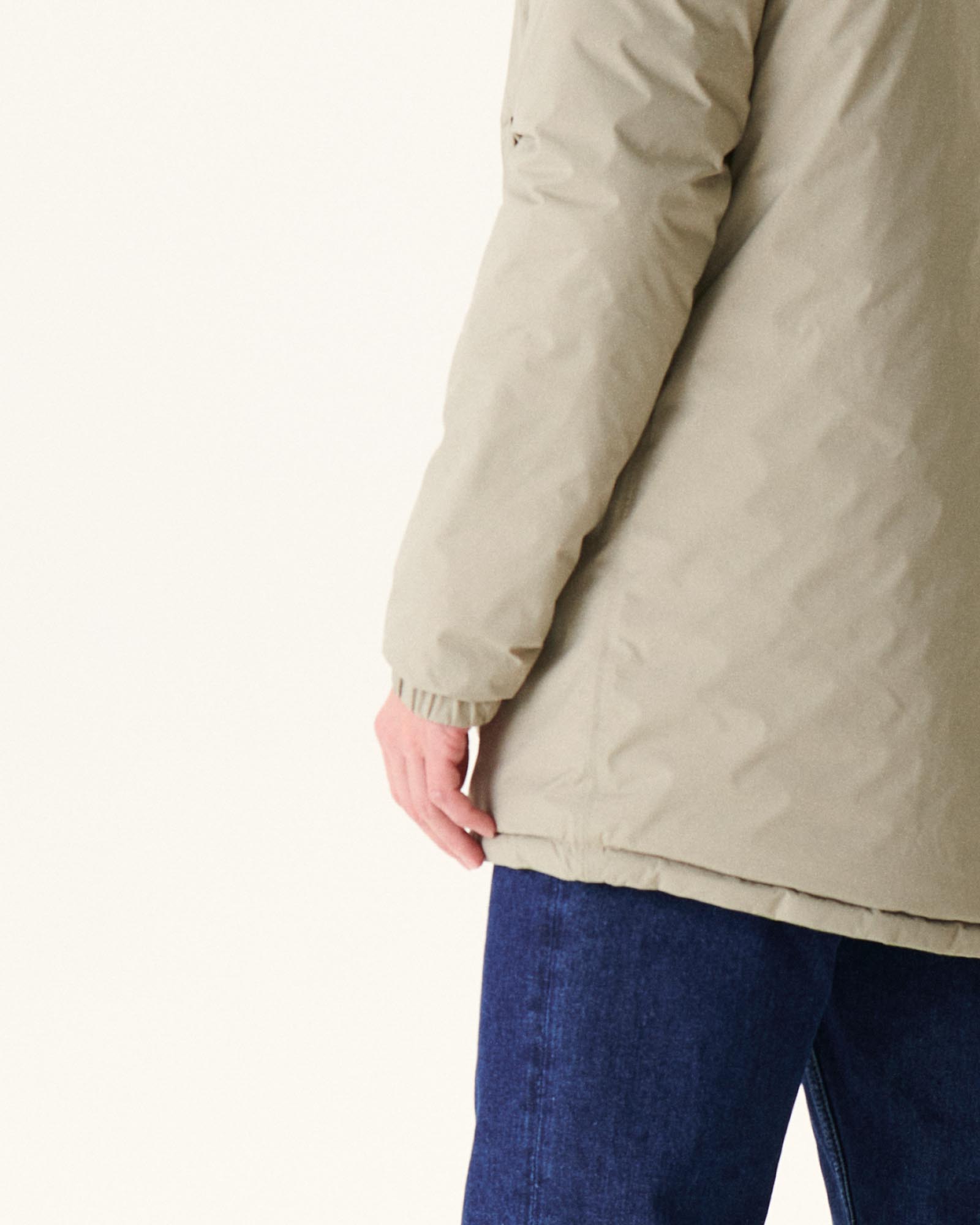 Doudoune longue réversible à capuche Beige/Kaki clair Amsterdam