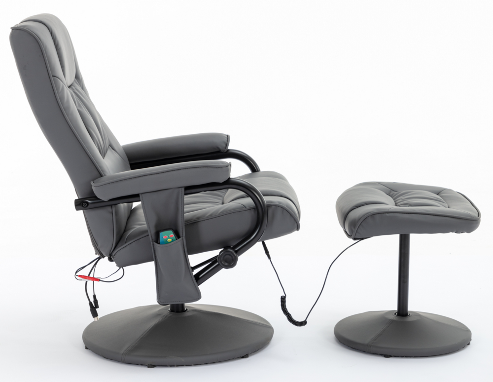 Happy Home Happy Home Massagesessel Relaxsessel mit Heizfunktion & Fußhocker grau